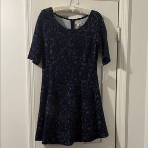 Maison Jules Navy Floral Jacquard Mini Dress